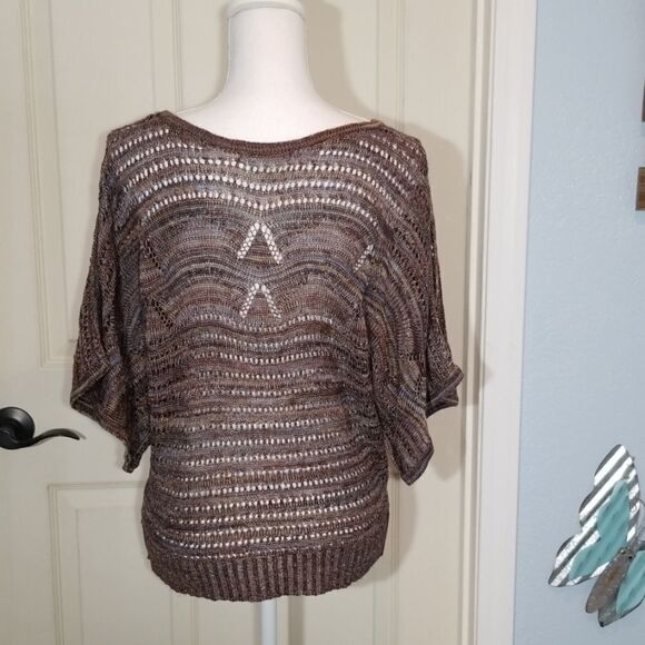 Fever, Multi Colored Knit kimono Sleeve Top, Med - Picture 4 of 5